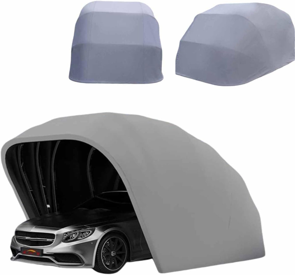 Carport, 6 × 2.7 × 2.5 m, aus Edelstahl und Stahl, klappbar, wasserdicht, Grau, Laohucai