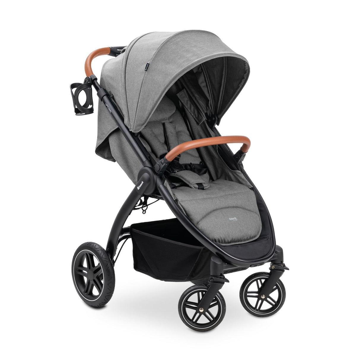 hauck Uptown Kinderwagen-Set, bis 22 kg, UV-Schutz 50+, klappbar, höhenverstellbar, Grau/Braun/Schwarz