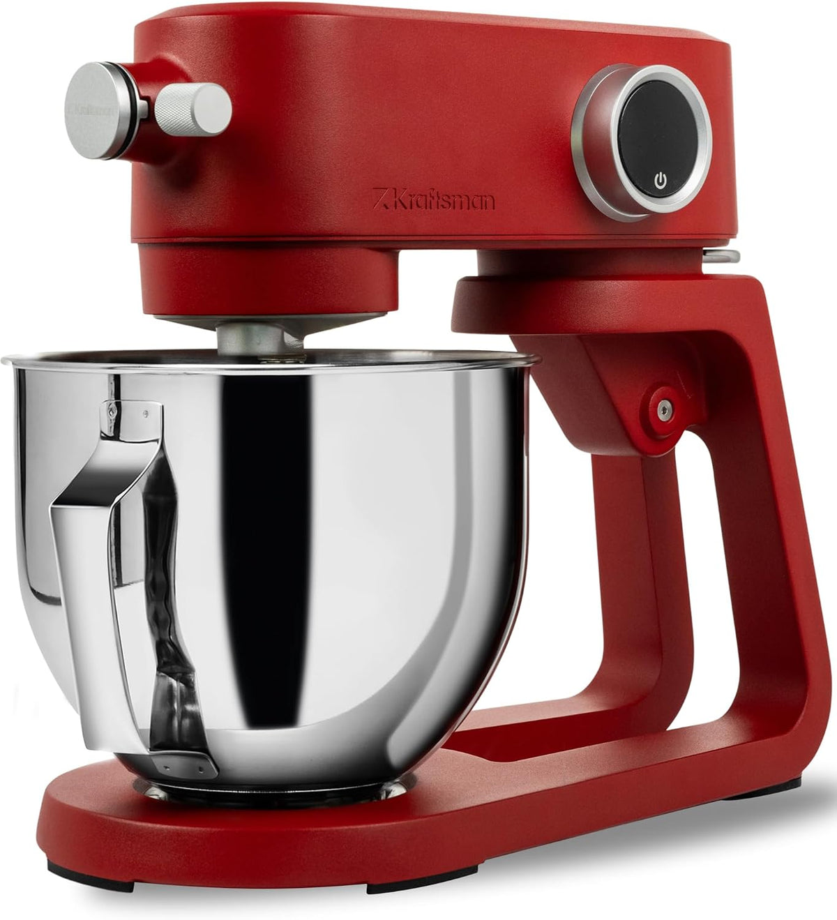 Kraftsman Küchenmaschine, 5 L, mit Timer, aus Edelstahl und Stahl, für die Küche, Rot/Silber