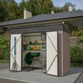 Gerätehaus, 2,4 × 1,2 m, mit Stauraum, aus Metall, für den Garten, Braun/Grau, muenfly