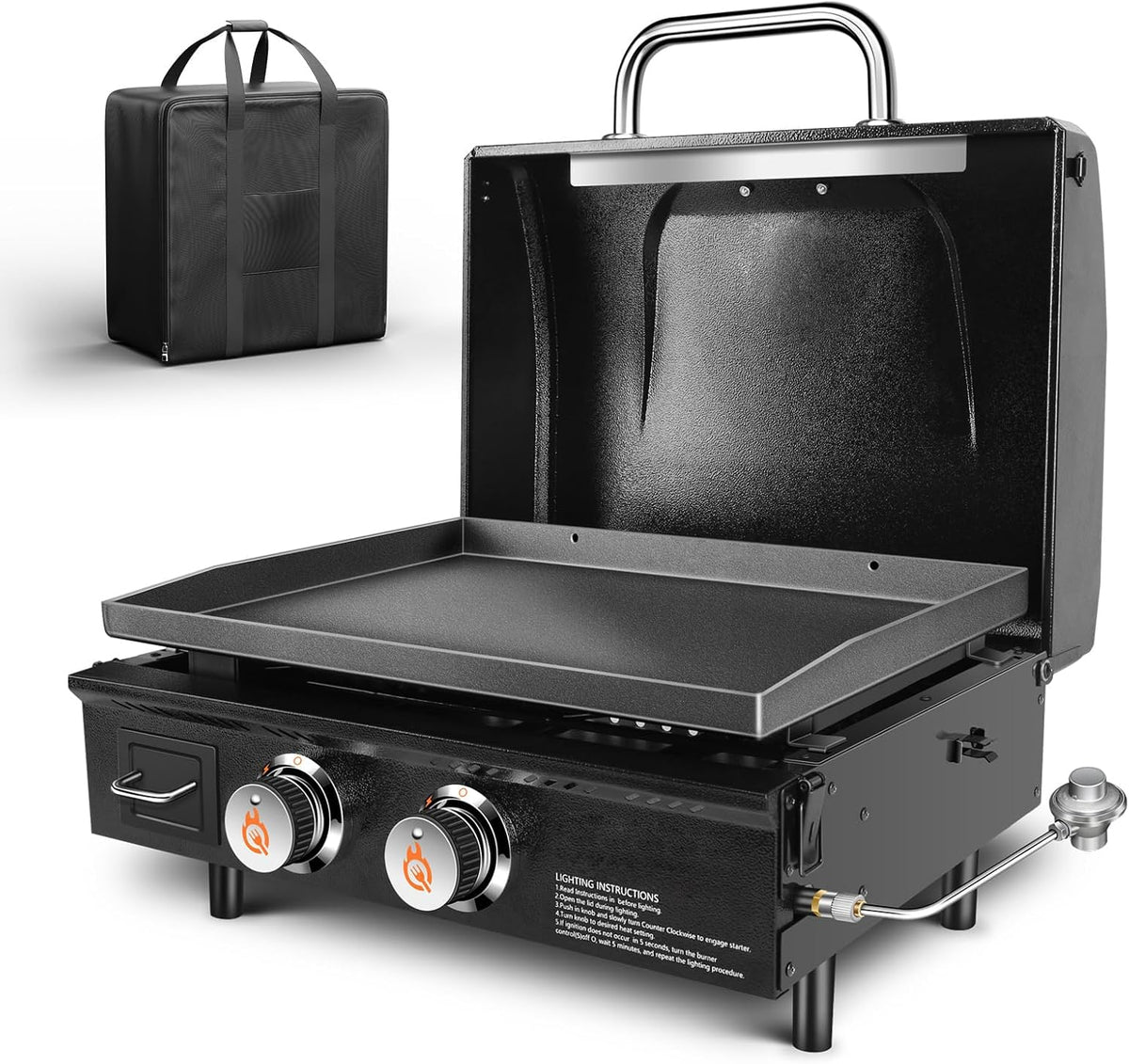 GFTIME Propangrills, 22 Zoll, 48.000 BTU, aus Keramik, Schwarz