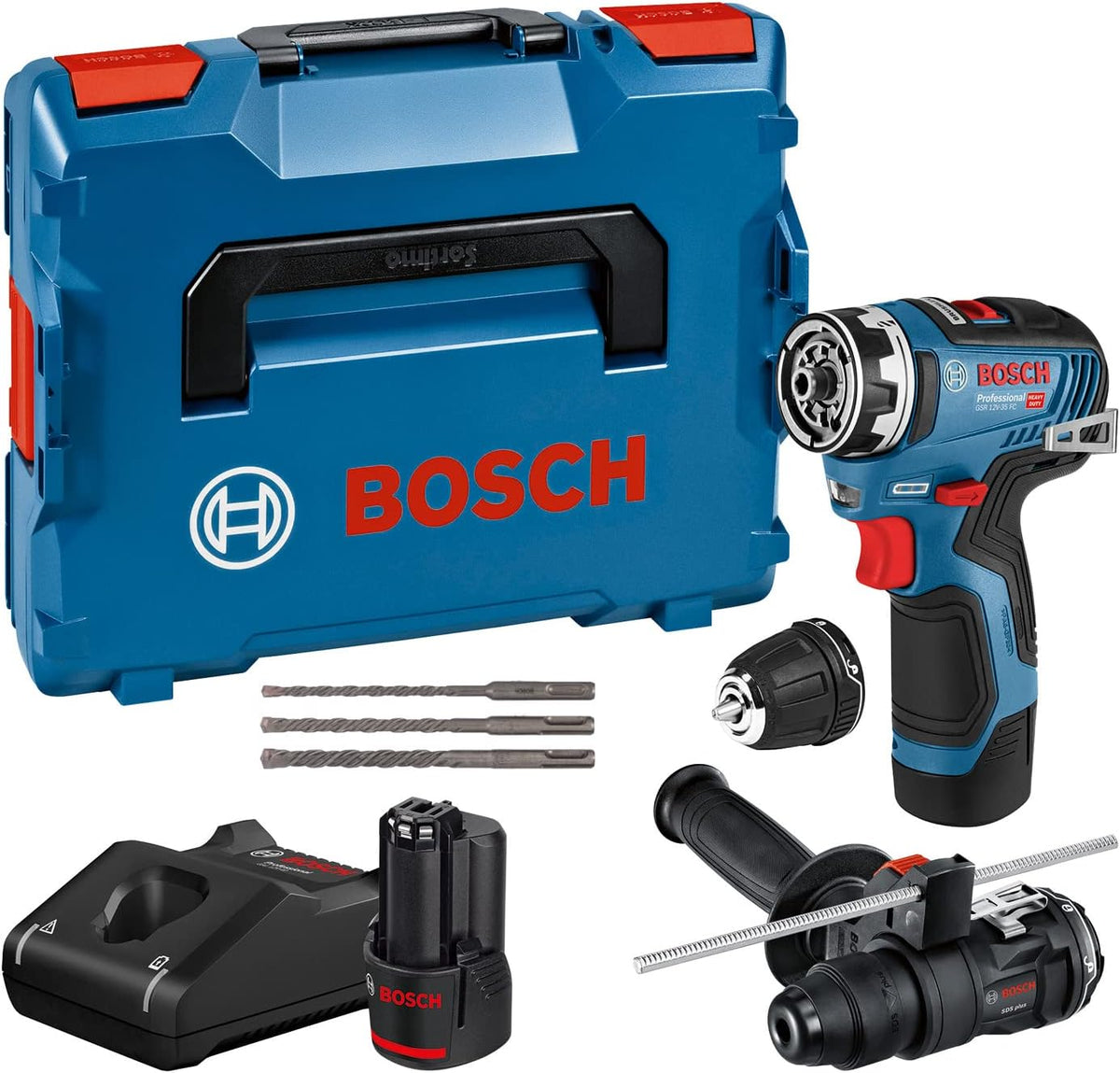 Bosch Professional 12V System Akku-Bohrschrauber, 3.0 Ah, Blau/Schwarz/Rot