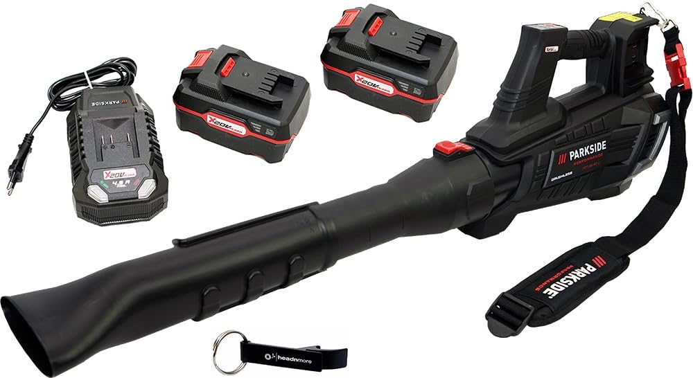 HEADNMORE Bundle Laubbläser, 40 V, verstellbar, mit LED, bürstenlos, Schwarz/Rot