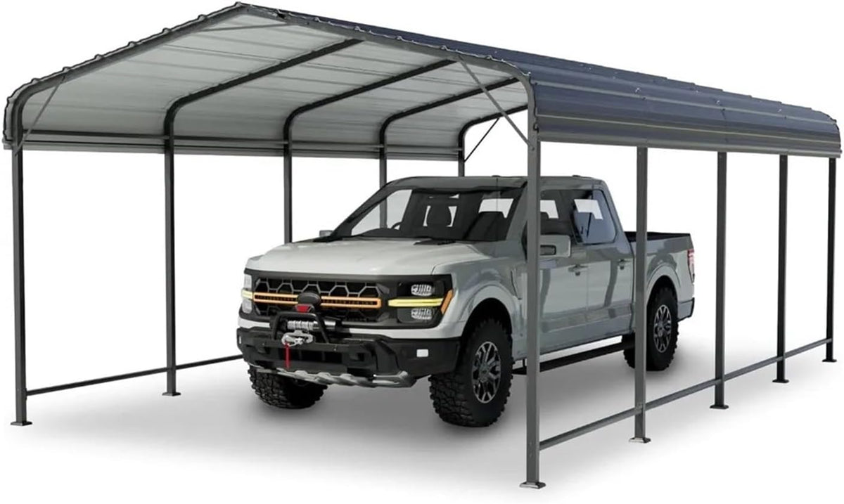 Carport, 30,5 × 50,8 cm, aus Metall, klappbar, Grau, CQJJXKYC