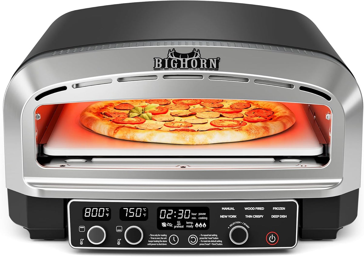 BIG HORN Pizzaofen, aus Edelstahl und Stahl, Schwarz/Silber
