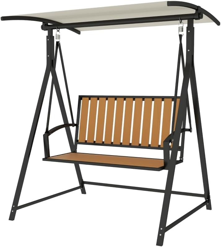 Zenithz Hollywoodschaukeln, 142 × 112 × 162 cm, verstellbar, für den Garten und die Terrasse, Schwarz/Braun/Weiß
