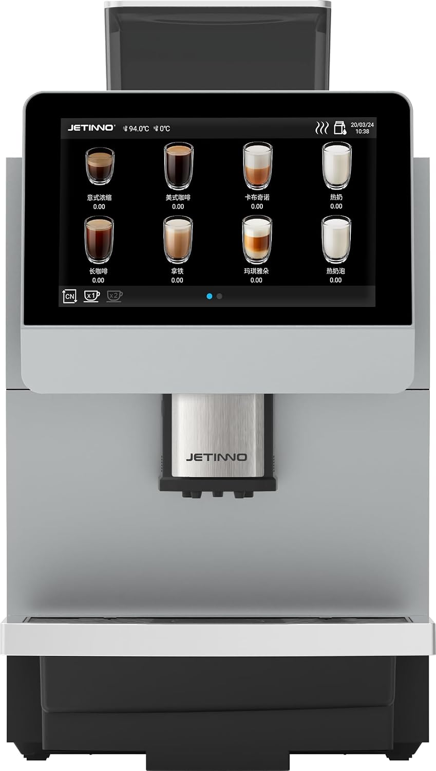 JETINNO Jl31B Kaffeevollautomat, für das Büro, Schwarz/Silber
