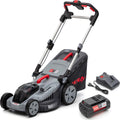 IKRA Bosch 36V 3in1 Rasenmäher, 30–75mm, 4 Ah, 600 m², mit Hardtop-Dach, klappbar, verstellbar, bürstenlos, Grau/Schwarz/Rot