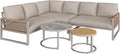 Gartenmöbel-Set, 233 × 66 × 86 cm, verstellbar, für den Garten, aus Metall, Beige/Grau/Holz, vutizal