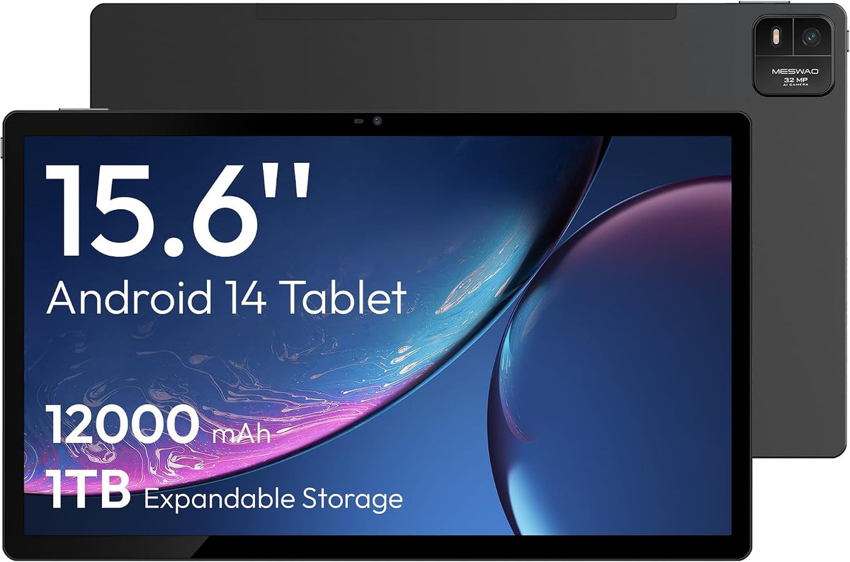 MESWAO G99 Tablet, 6 GB, 15,6 Zoll, 12000 mAh, mit WLAN, Schwarz