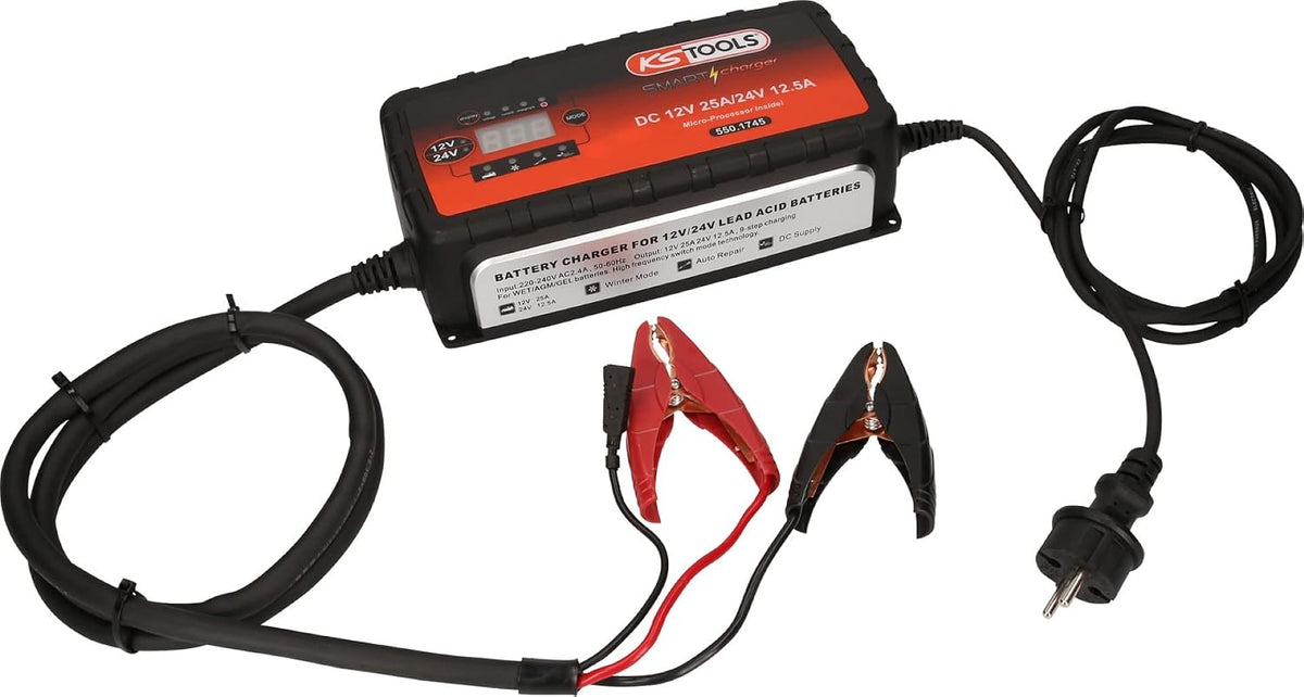 KS Tools Ladegeräte, 12 V, 24 V, Schwarz/Rot