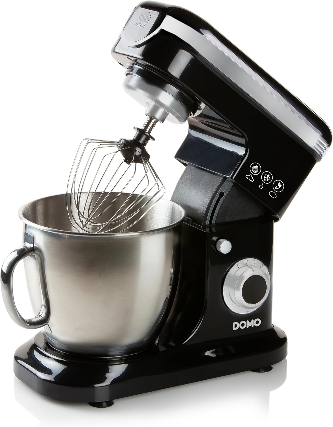 DOMO DO1023KR Küchenmaschine, 6 l, 1200 W, für die Küche, Schwarz/Silber