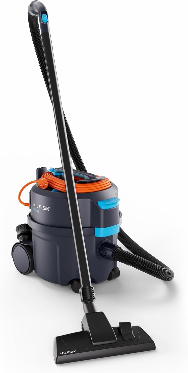 Nass- und Trockensauger VP300, 398 × 340 × 395 cm, 10 L, 4,5 kg, Dunkelblau/Schwarz/Orange, Nilfisk