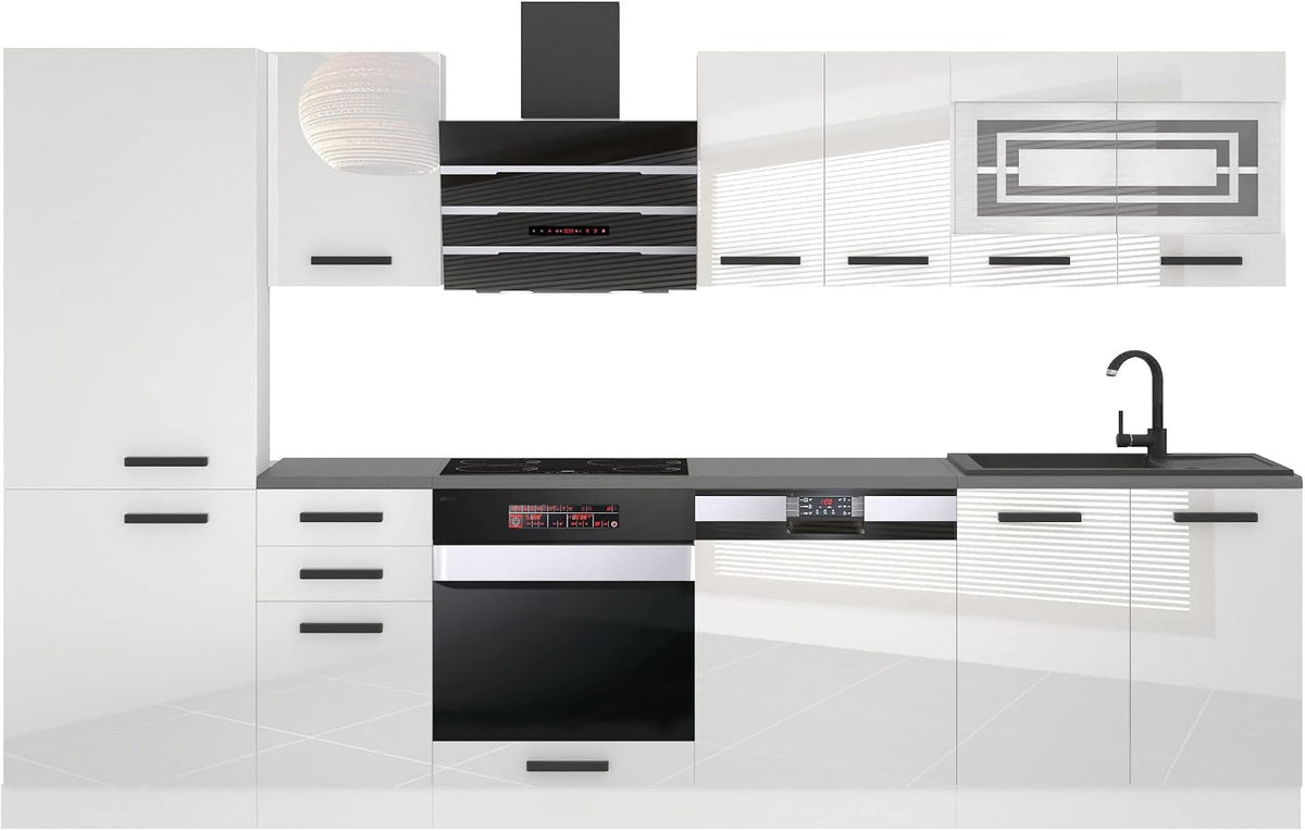B BELINI GROUP Küchenzeile, 300 cm, höhenverstellbar, für die Küche, Weiß/Schwarz