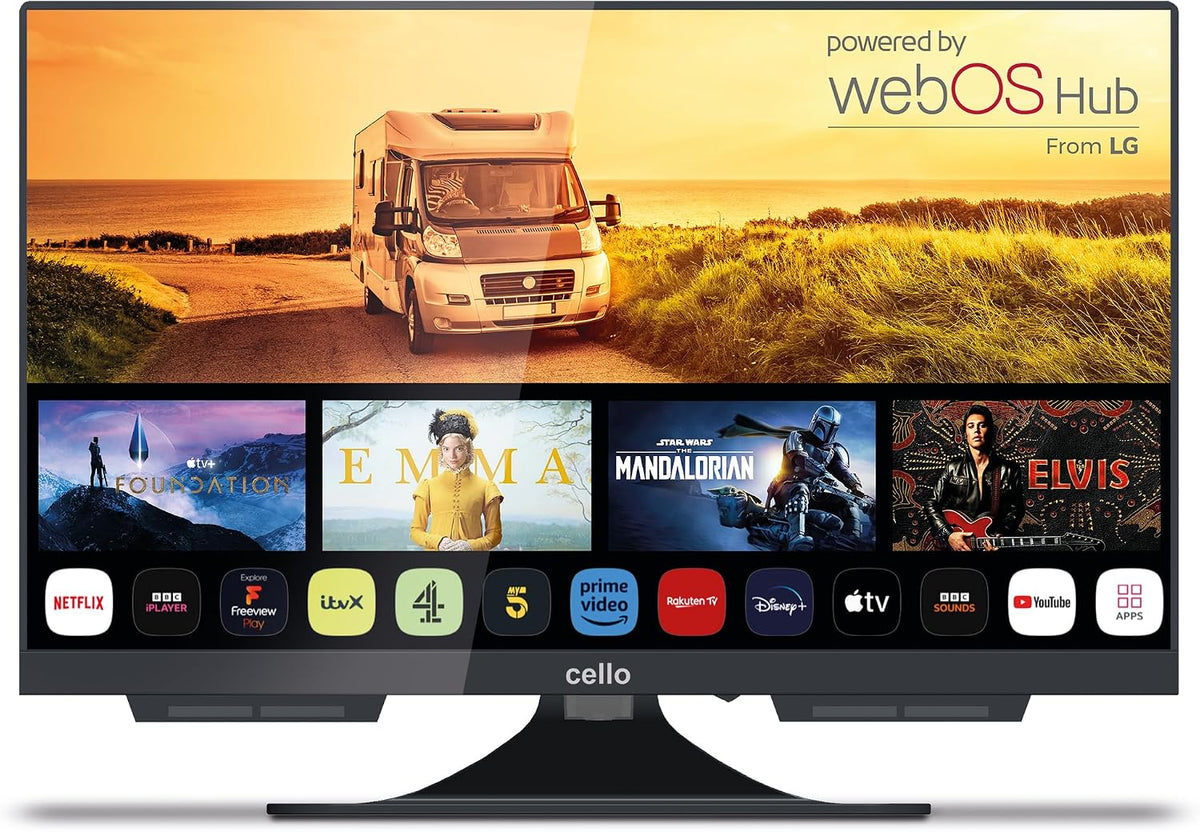 Cello C1924WS Smart-TV, 12 V, 19 Zoll, mit USB, Schwarz, für Camping
