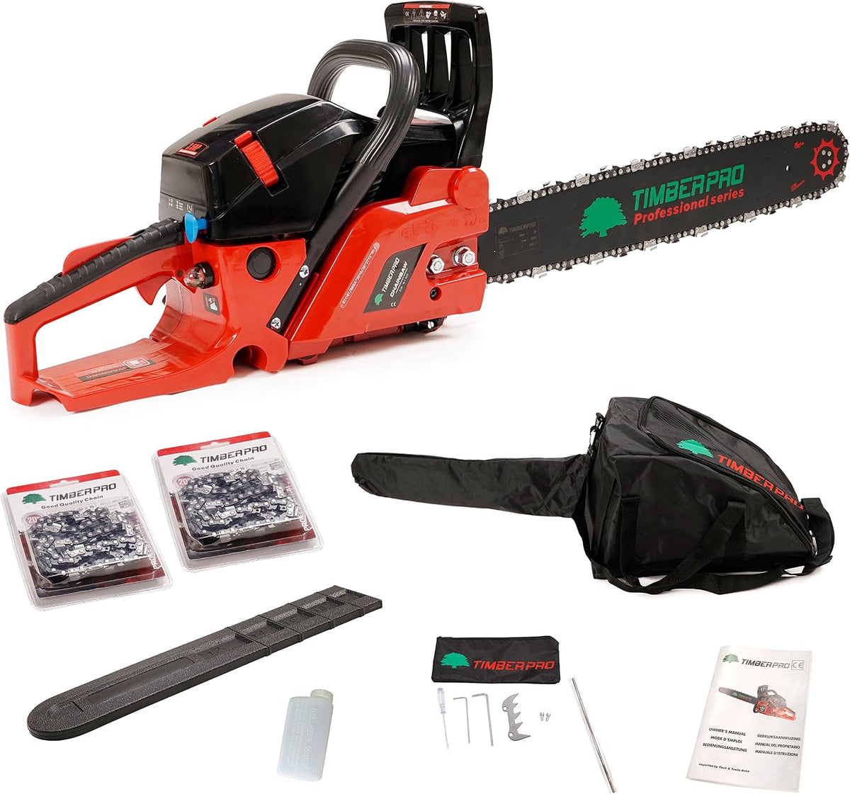 TIMBERPRO Kettensäge, 50 cm, Schwarz/Rot