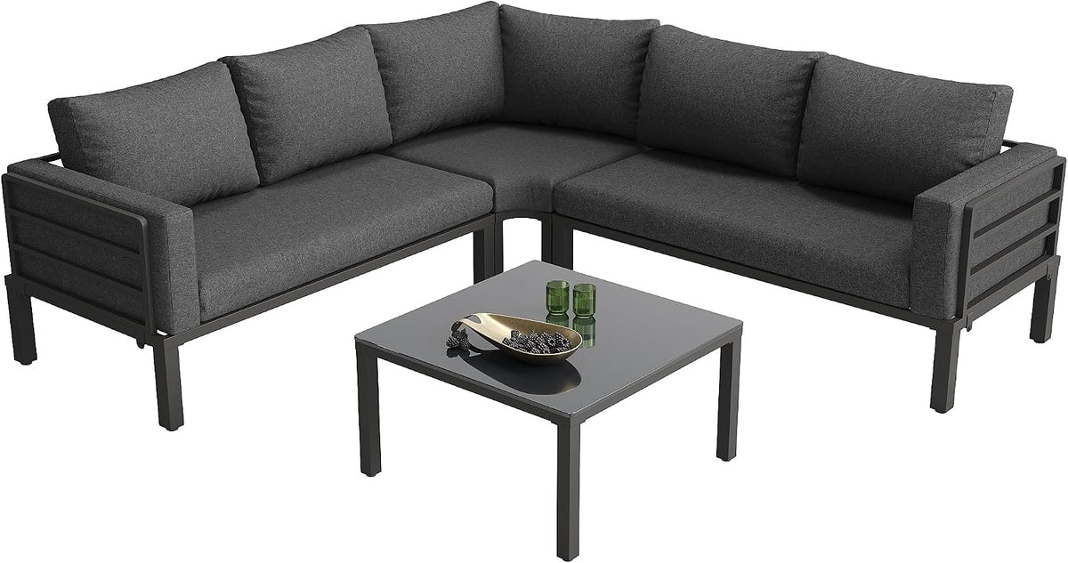 Gartenmöbel-Set, 10 cm, verstellbar, aus Metall, für den Garten und die Terrasse, Grau, kowdom