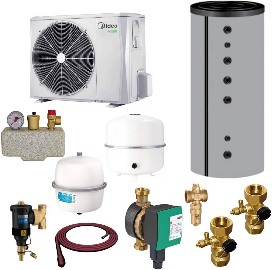 ThermoFlux Wärmepumpen, 12,1 kW, Weiß/Grau/Schwarz