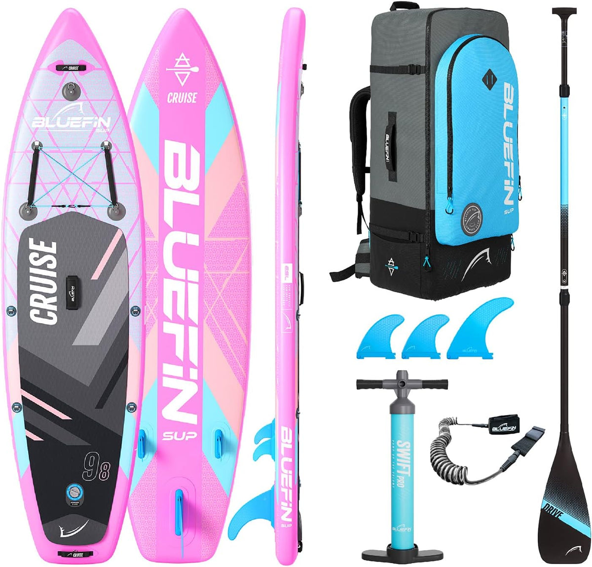 Aufblasbare Boards, Pink/Schwarz/Blau, Bluefin SUP