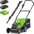 Greenworks G24X2LM36K2X Rasenmäher, 24 V, 2 Ah, 36 cm, kabellos, Grün/Schwarz