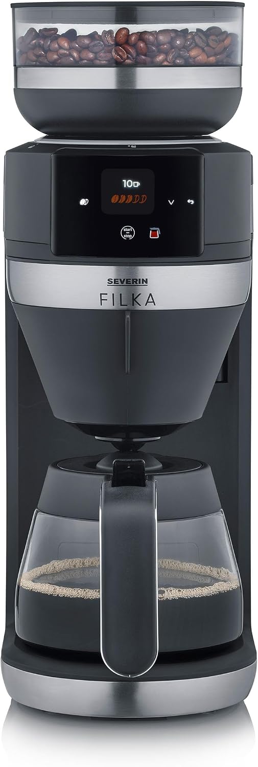 SEVERIN in-1 Kaffeevollautomat, mit LED, Schwarz-Matt/Edelstahl, aus Edelstahl und Stahl
