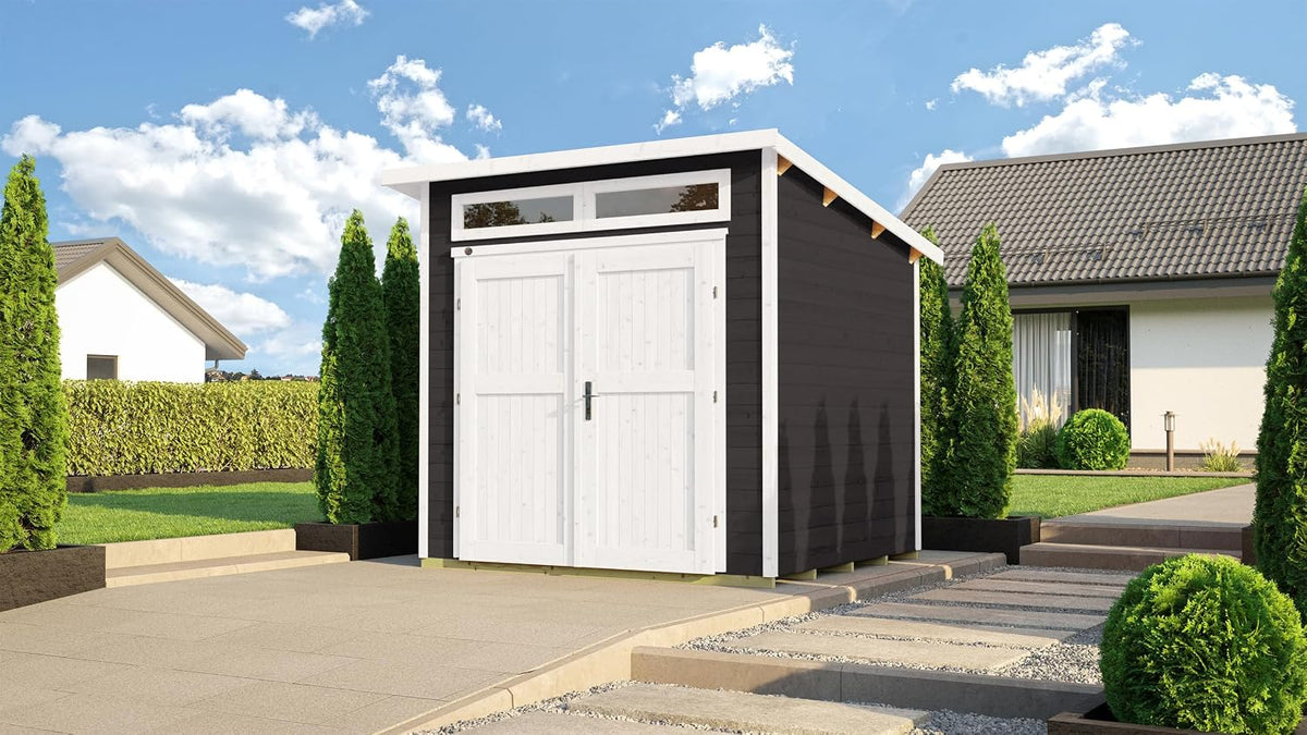 Gerätehaus, 21 mm, für den Garten, Schwarz/Weiß, weka Holzbau