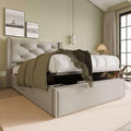 Bett, 90 × 200 cm, aus Metall, mit Stauraum, Hellgrau, YCYDHDM