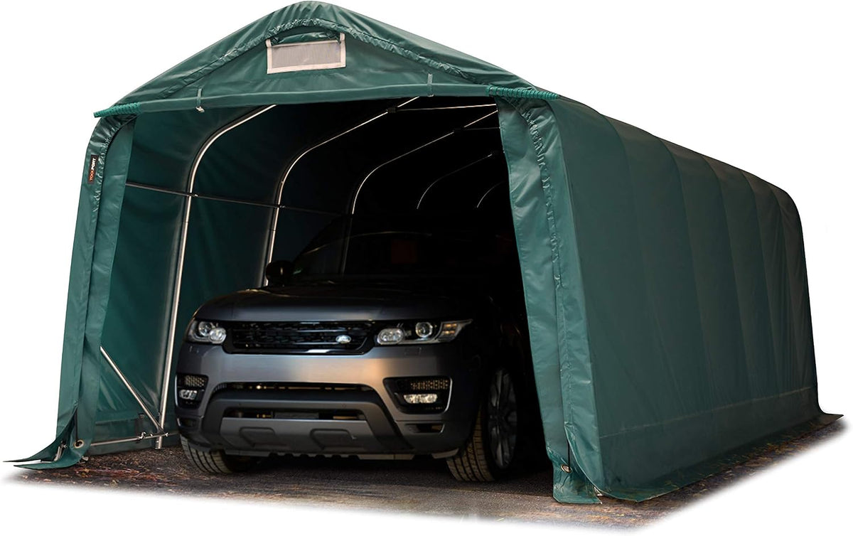 TOOLPORT Carport, 3,3 × 7,2 m, wasserdicht, Dunkelgrün