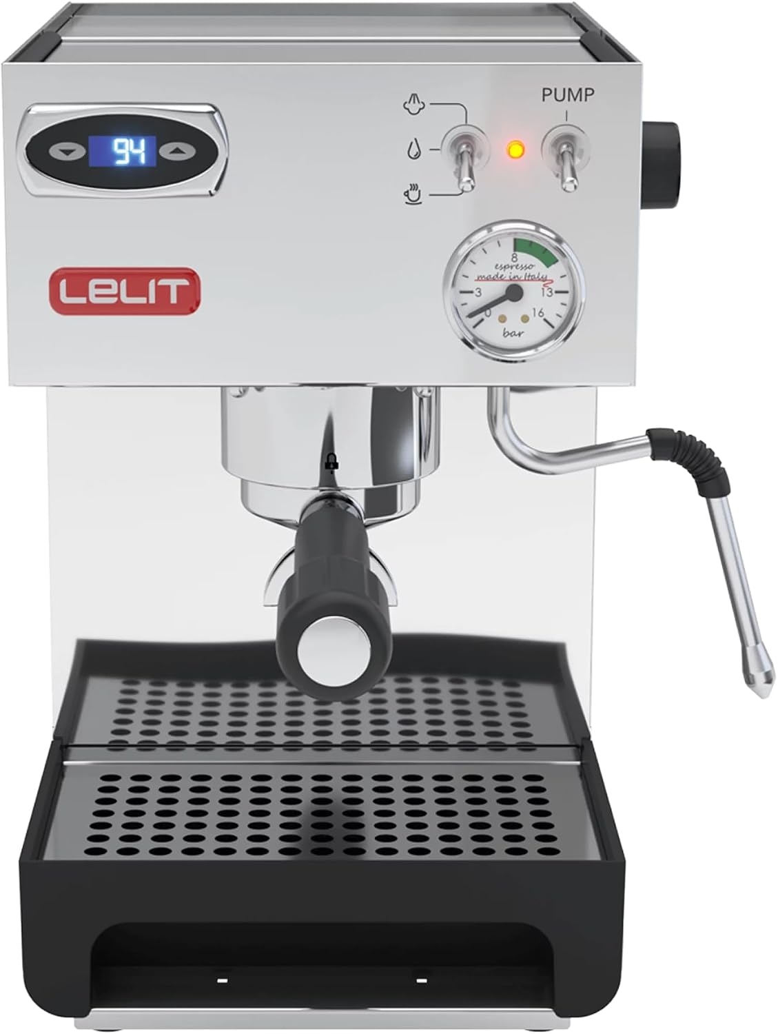 Lelit PL41TEM Kaffeemaschine, mit Magnetverschluss, Silber/Schwarz