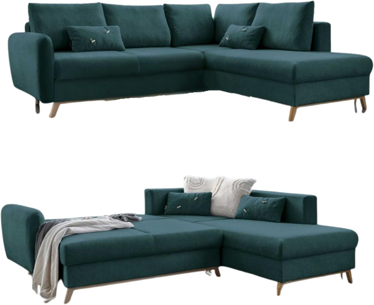Sofa, 242 × 202 × 90 cm, klappbar, Türkis, MIUFORM
