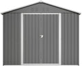 Gerätehaus, 230 × 180 cm, mit Vorhängen, mit Stauraum, aus Stahl und Metall, für den Garten, Grau, kozamas