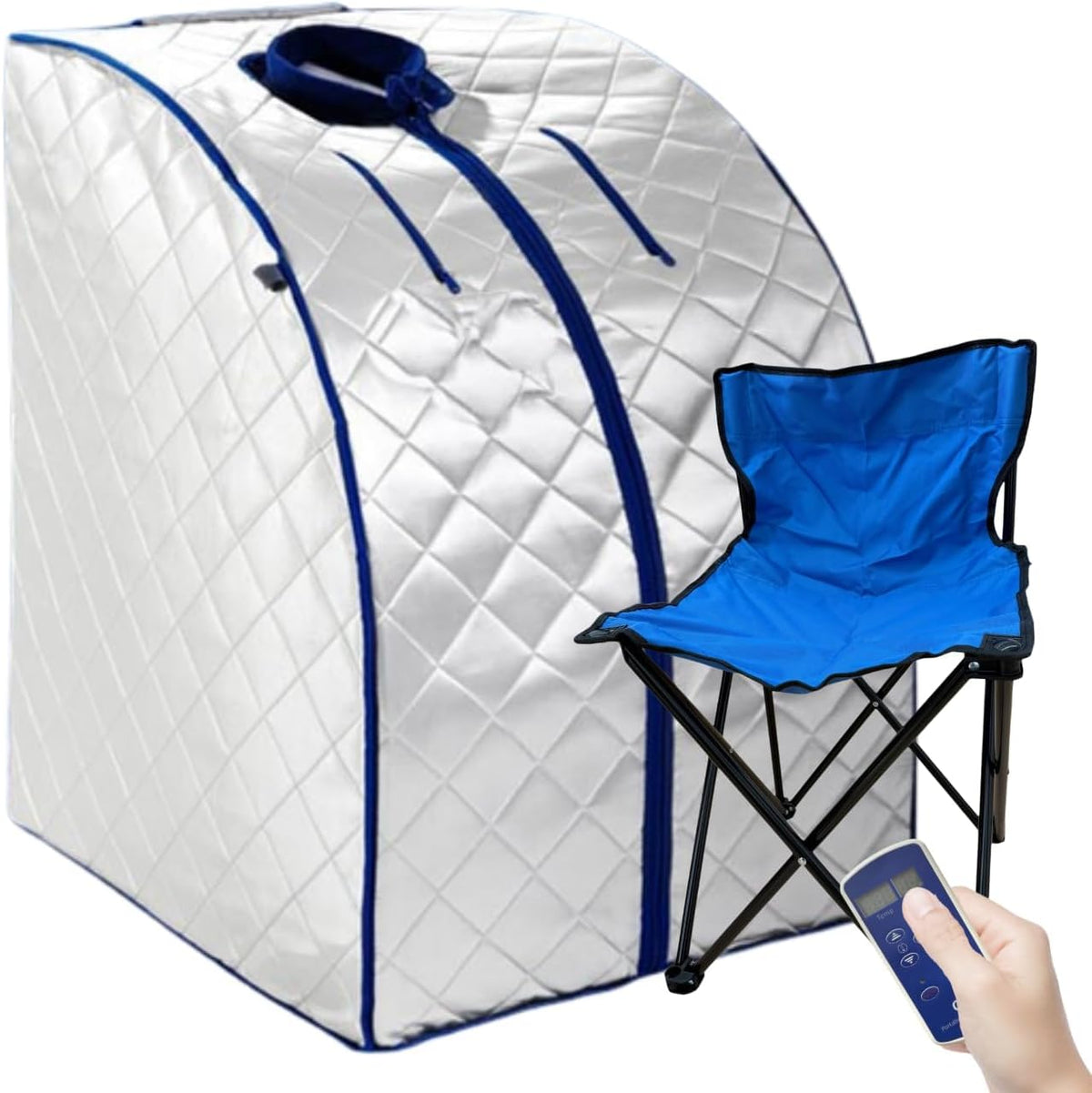 chi-enterprise Sauna, 1000 W, klappbar, mit Fernbedienung, mit Timer, Silber/Blau