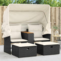 Gartenmöbel-Set, für den Garten und die Terrasse, aus Polyrattan, Schwarz/Beige, HOMELEN