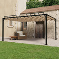 Pergola, 3 × 4 m, aus Aluminium und Stoff, mit Lamellendach, Schwarz/Taupe, ShCuShan
