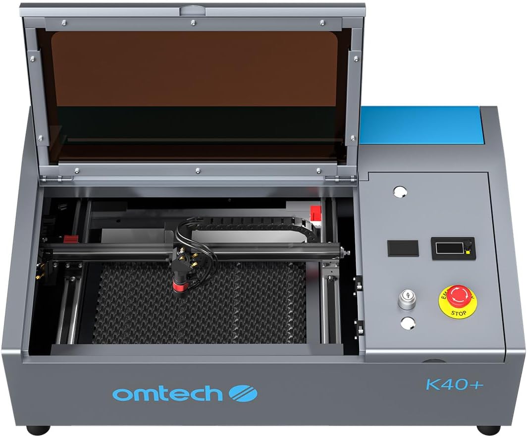 OMTech K40 Gravurwerkzeug, 40 W, 200 mm, verstellbar, höhenverstellbar, Grau/Schwarz/Blau