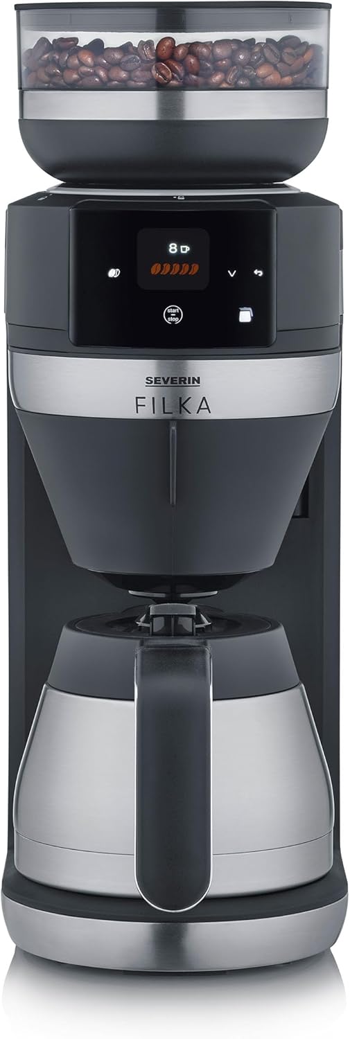 SEVERIN in-1 Kaffeemaschine, mit LED, Schwarz-Matt/Edelstahl, aus Edelstahl und Stahl