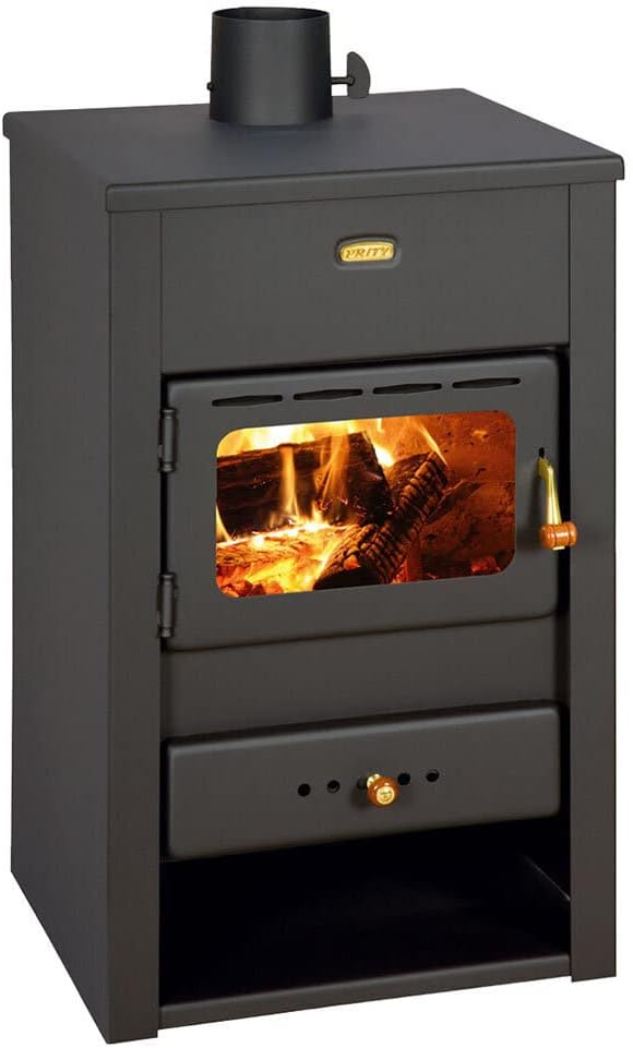 Prity K2 Kaminofen, 10 kW, 57 m², aus Stahl, Schwarz