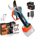 Kebtek Gartenscheren, 21 V, 4000 mAh, 35 mm, verstellbar, ohne Akku, für den Garten, Schwarz/Orange