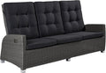 Sofa Relaxsofa Kansas 3er, für den Garten, Grau/Schwarz, dasmöbelwerk