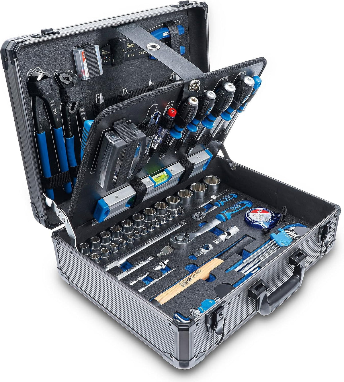 Werkzeug-Sets 15501, mit Magnetverschluss, Schwarz/Blau/Silber, BGS