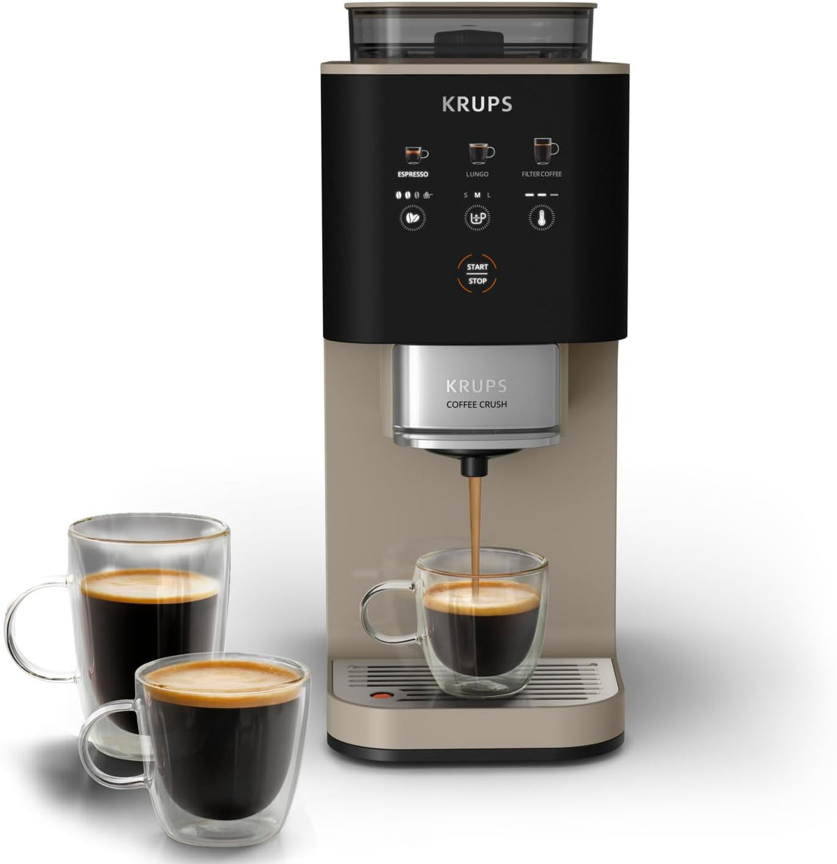 KRUPS SA402AE0 Kaffeevollautomat, 15 cm, Beige/Schwarz, aus Edelstahl und Stahl
