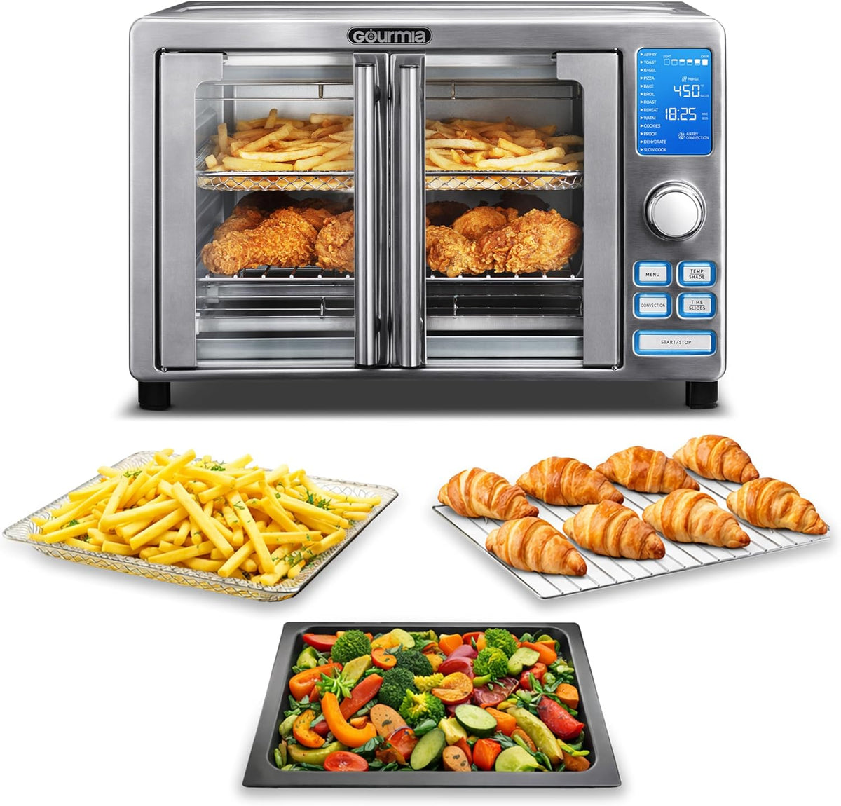 Gourmia Gourmia Air Backofen, mit LED, verstellbar, Silber, aus Edelstahl und Stahl