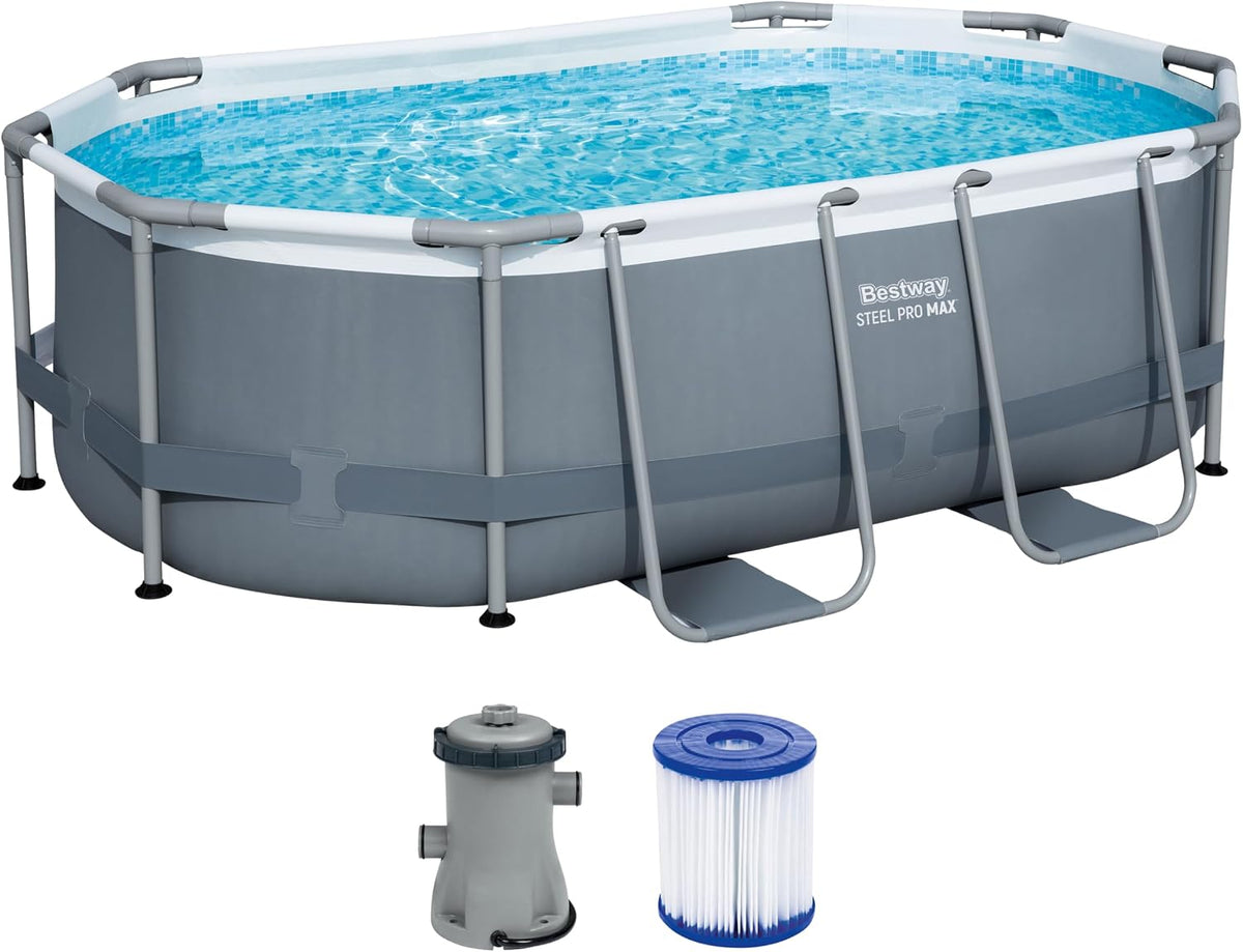 Bestway Aufstellpool, 7 Zoll, 3,05 m, 84 cm, Grau/Blau