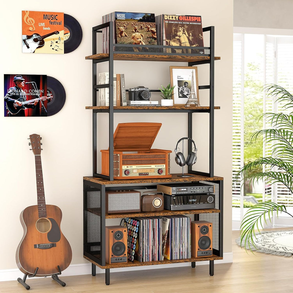 Beistelltisch, für das Wohnzimmer und das Schlafzimmer, Schwarz/Braun, ikkle