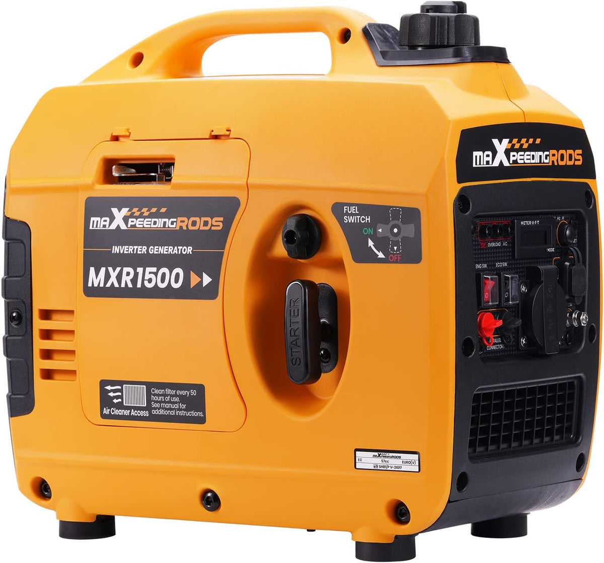 maXpeedingrods Stromerzeuger, 1200 W, 11.5 KG, mit USB, für Camping, Orange/Schwarz