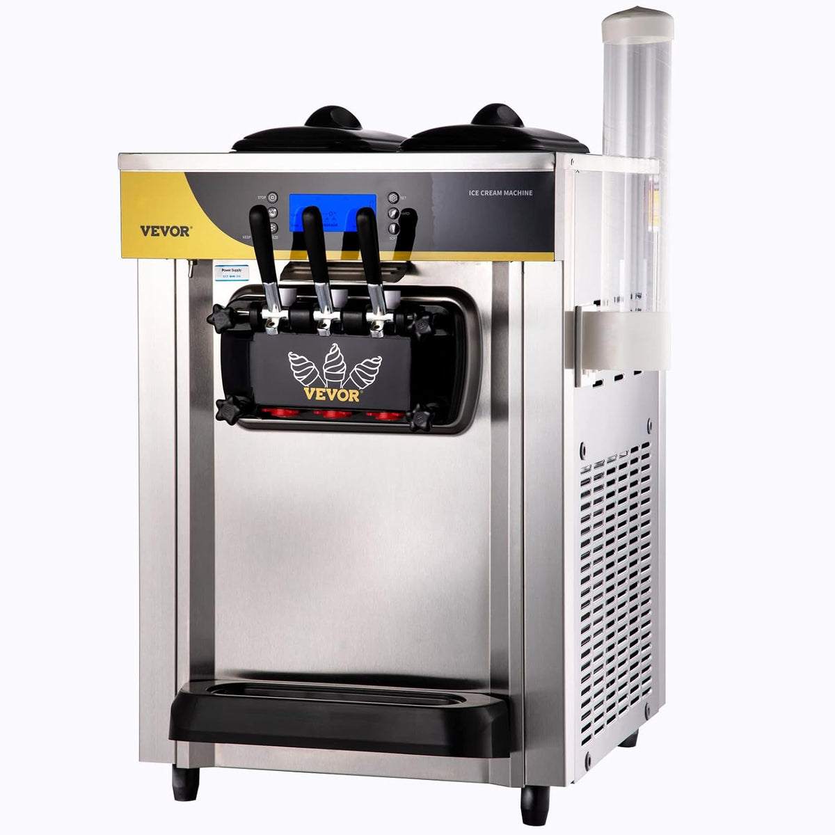 VEVOR Kommerzielle Softeismaschine 22 Speiseeisbereiter, 22–30 L, mit USB, Silber/Schwarz