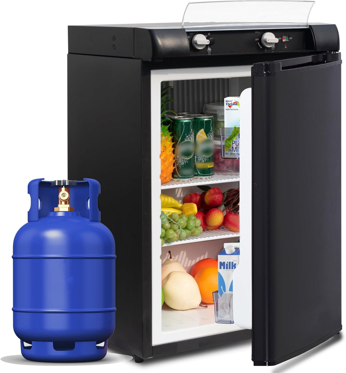 Mini-Kühlschrank Gas, 60 L, 12 v, 230 v, für Camping, Schwarz, SMETA