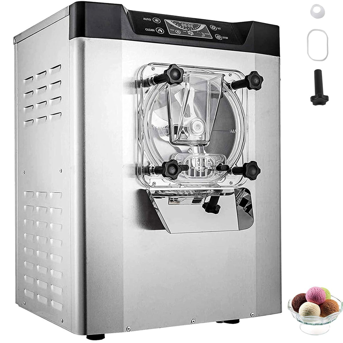 VEVOR Speiseeisbereiter, 16–20 L, 1400 W, mit USB, Silber/Schwarz