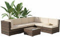 Gartenmöbel-Set, wasserabweisend, höhenverstellbar, für den Garten und die Terrasse, aus Polyrattan, Braun/Beige, Mucola