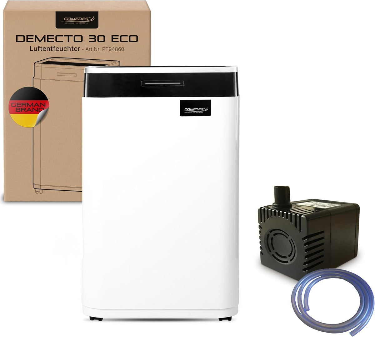 Comedes Demecto 30 eco Luftentfeuchter, 25 l, 100 m², 230 m³, Weiß/Schwarz